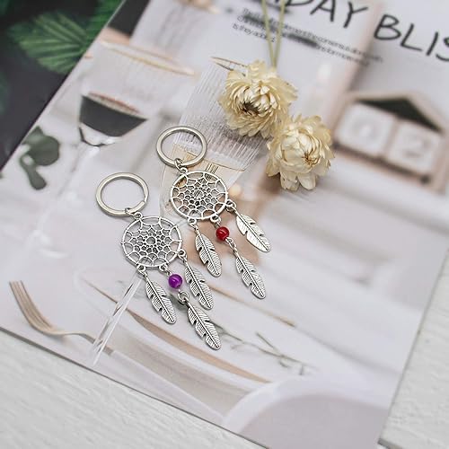 Miniatura 5 de AUEAR, Paquete de 6 llaveros de atrapasueños hechos a mano de plata para bolsas, accesorios de adorno, joyería y manualidades