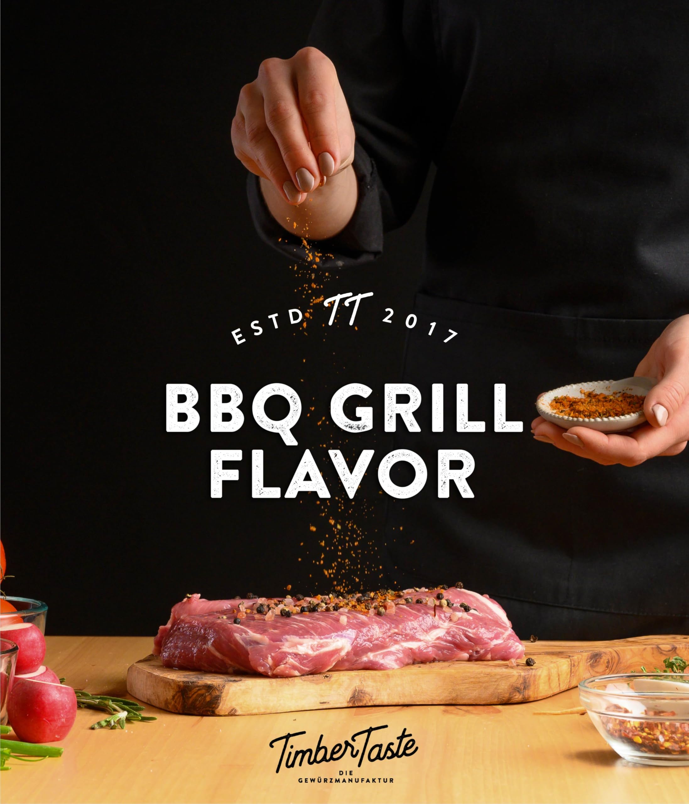 TIMBER TASTE® Zestaw upominkowy z przyprawami do grilla dla mężczyzn – 5 wyszukanych przypraw do grilla wraz z przepisami kulinarnymi – akcesoria do grilla, prezenty dla mężczyzn, specjalny zestaw
