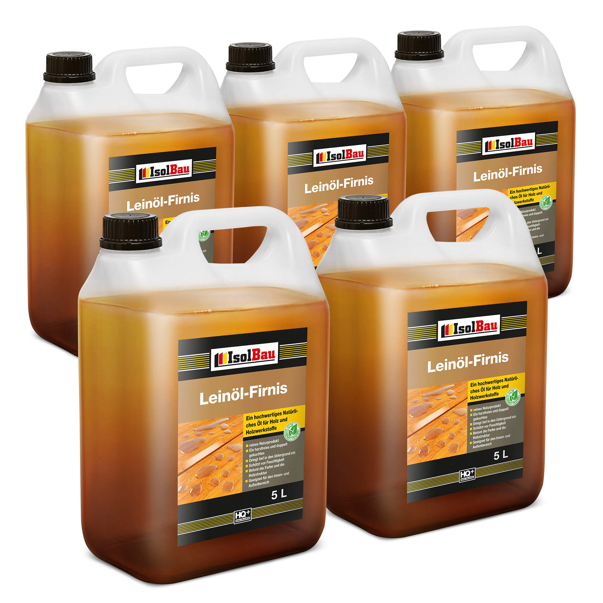 Isolbau Leinöl-Firnis 5 x 5 Liter – Holzschutzölf für Innen und Außen
