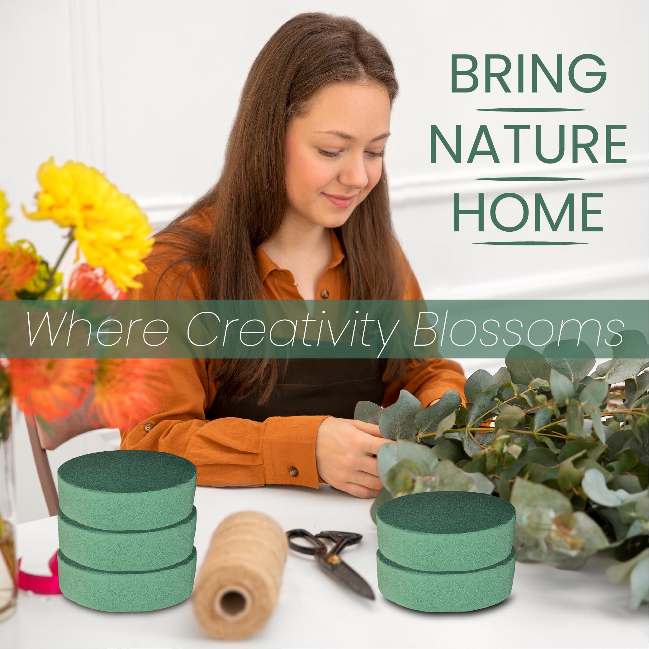 Yreybn 6pcs Floral Foam 8cm For Artificial Flowers Wedding Party | INDIA