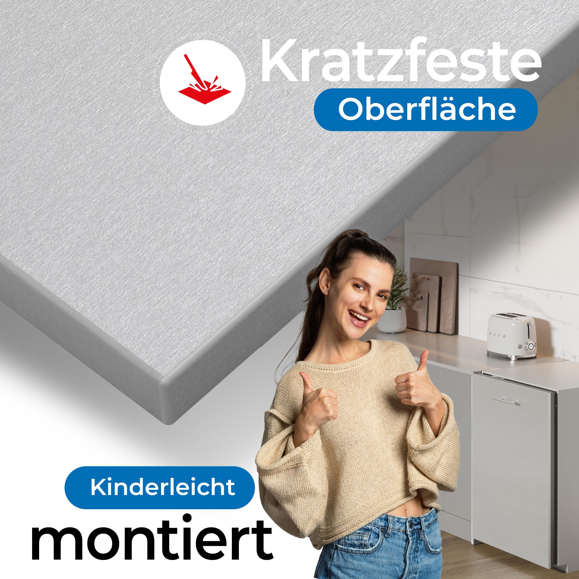 Geschirrspüler Frontblende [60er & 45er] In 10 Farben - Für vollintegrierte & teilintegrierte Geschirrspülmaschinen (Metallic, 565 x 594 mm)