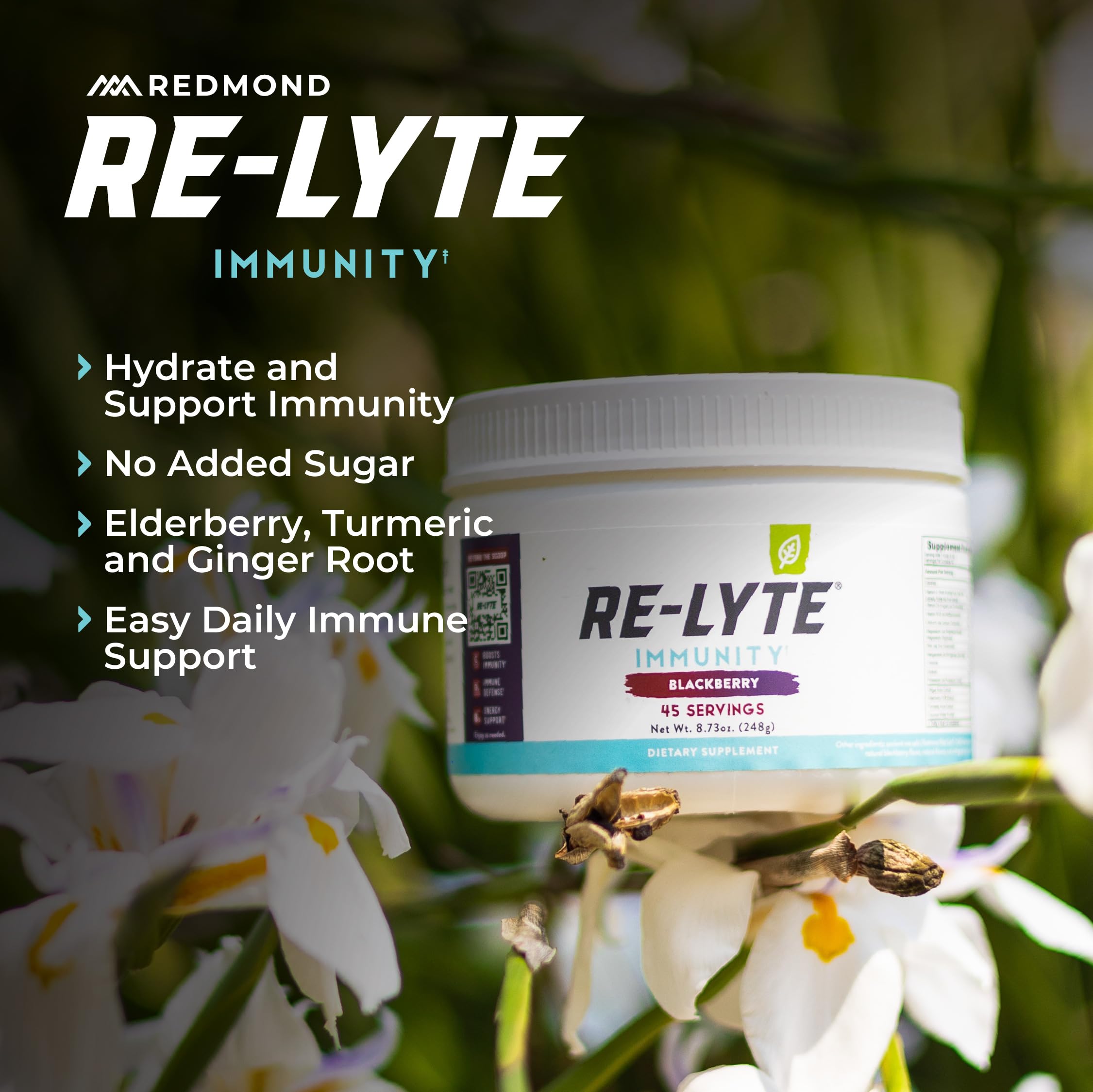 Redmond Supercharged Re-Lyte IMMUNITY Drink Mix BLACKBERRY, 247g Dose