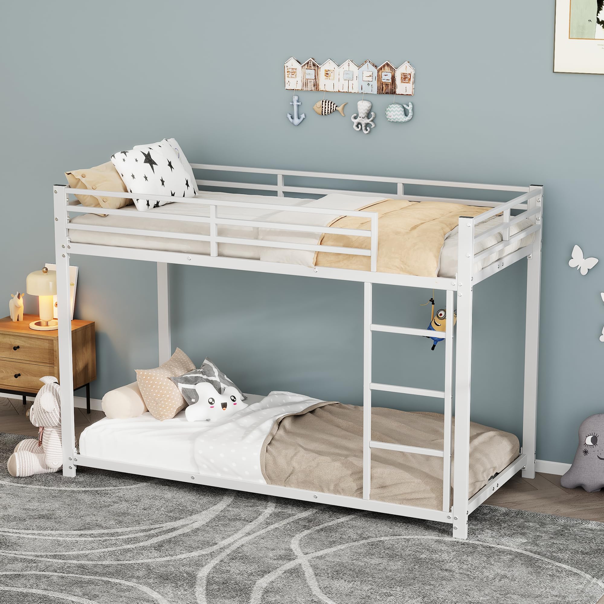 Generisch 90 x 200 lettini per bambini, letti a castello, letti in ferro, forma classica, colore bianco