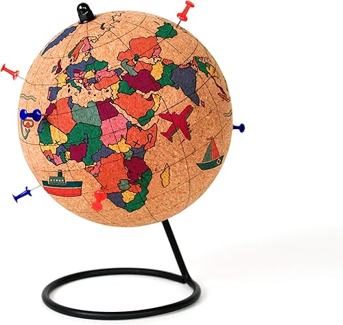 Miniatura 2 de Gift Republic Globo de color corcho con alfileres, 5.5 x 5.5 x 8.2 in