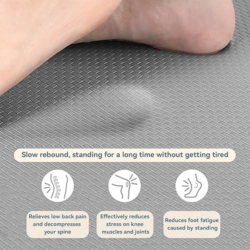 Miniatura 3 de Alfombras de cocina antideslizantes, alfombrillas de cocina acolchadas antifatiga, impermeables, cómodas para el hogar, 47 x 18 pulgadas, tapetes de