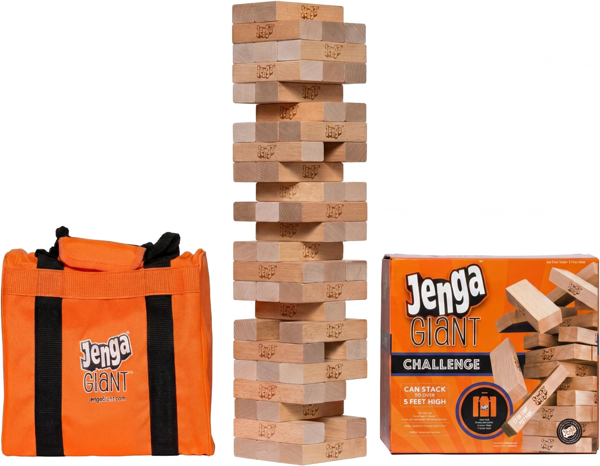 Giant Challenge, Stacking Game with Tournament Chart & Travel Bag, Party Game for Kids & Adults, Stacks to 3 Feet