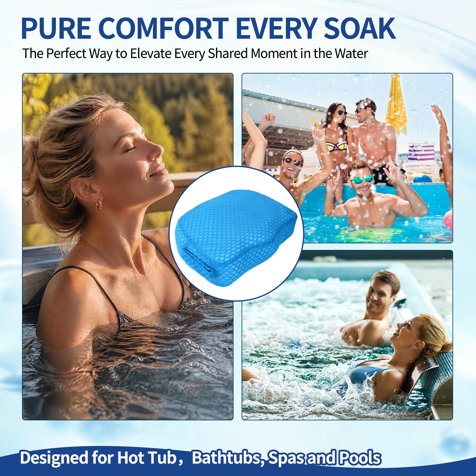 Booster Saet, obciążona poduszka do siedzenia SPA dla dorosłych, akcesoria do siedzenia 3D Air Mesh z antypoślizgowym dnem w mikrokropki, do wewnątrz lub na zewnątrz, szybkoschnąca poduszka do jacuzzi