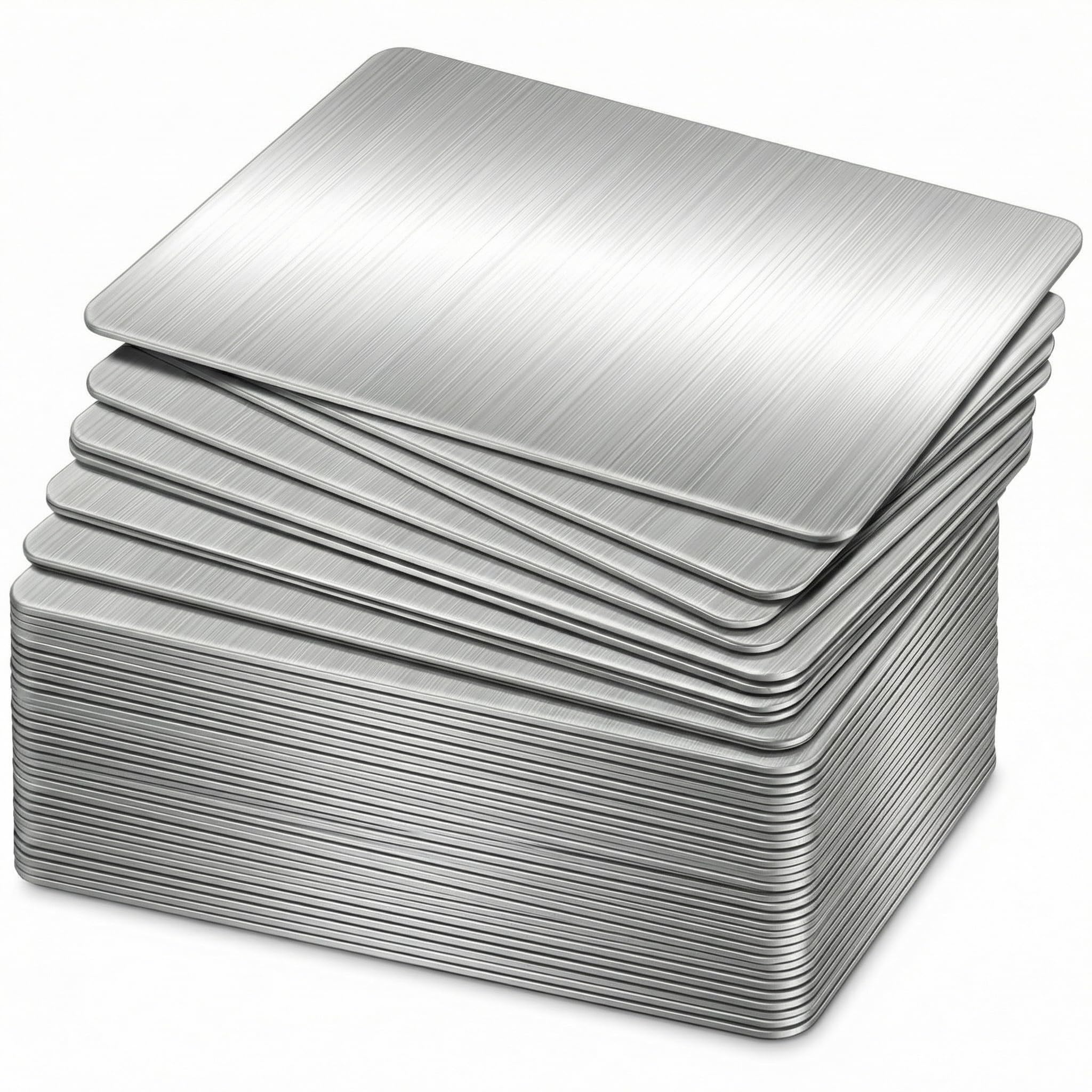 skycabin 100Piezas Tarjetas de Visita de Metal,Blanks Marca Láser Grabado Metal Liso Negocios Visita Tarjetas de Nombre,Tarjetas de Negocios,Tarjeta de Visita Metálica