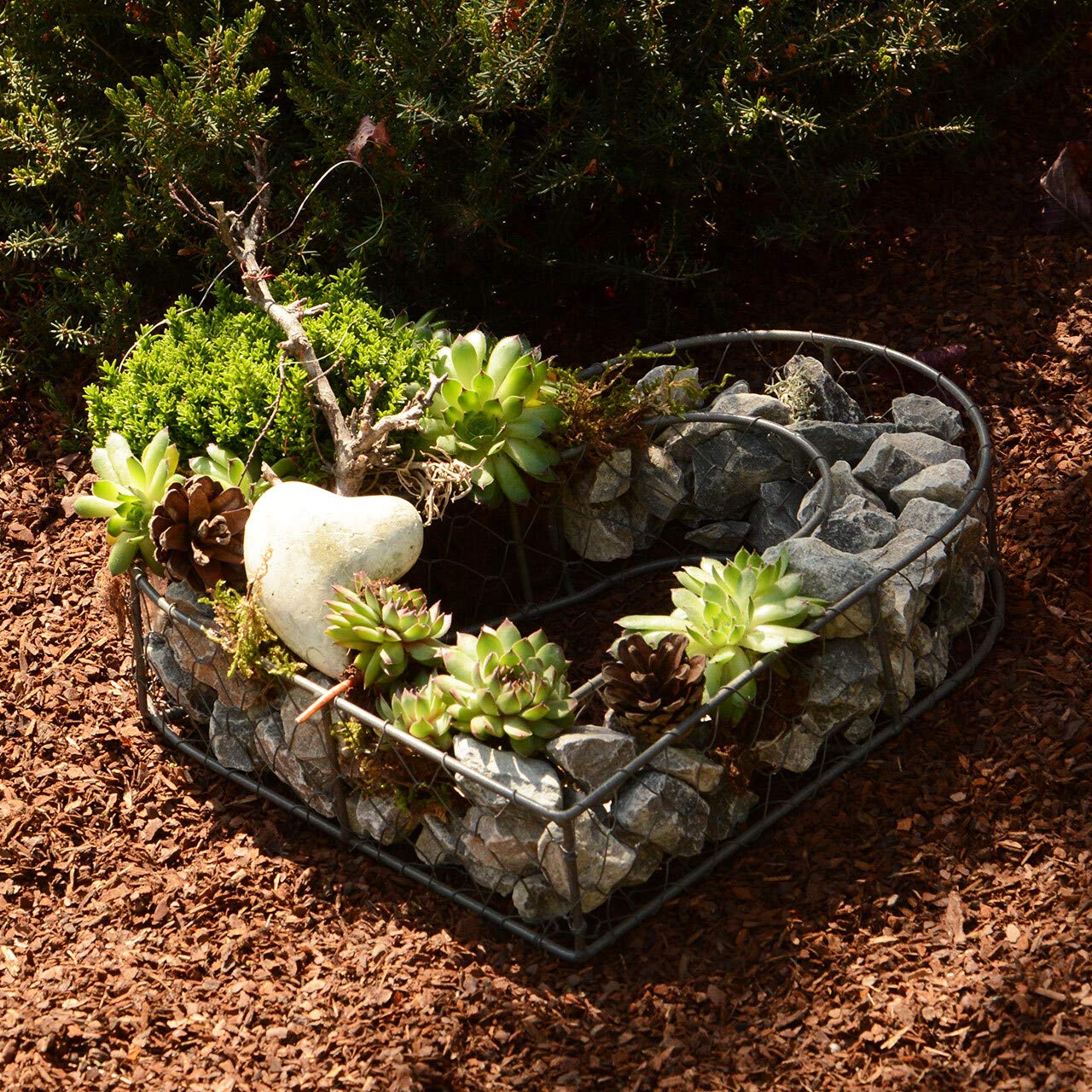 Cœur en métal pour planter et remplir avec pierres DKL.Gris Grand