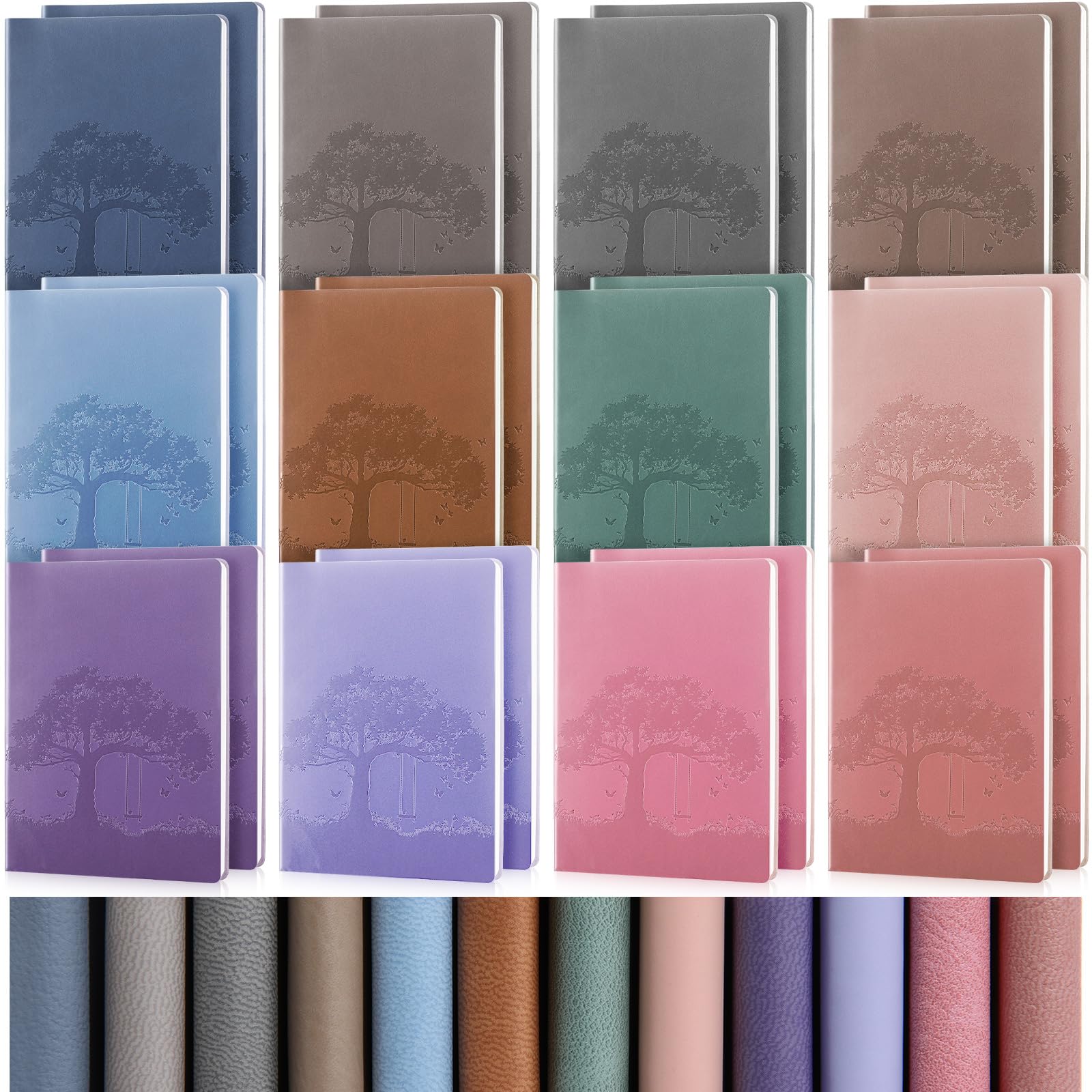 TaoBary 24 quaderni A5 in pelle ecologica in poliuretano, colorati, a righe, con copertina in morbida pelle PU, per scrivere, ufficio, scuola, casa, lavoro (colori classici)