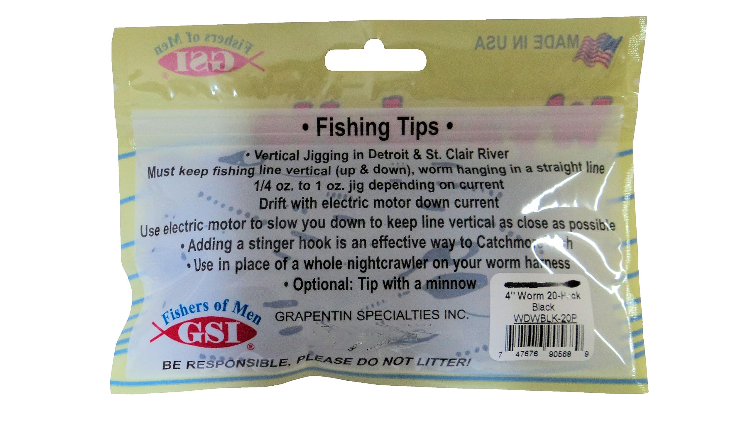 Wyandotte Worms - Multiple Colors - 20 Pk - for Walleye, Bass, Vertical Jigging in River, etc (Earth Worm #WDWEW-20P)