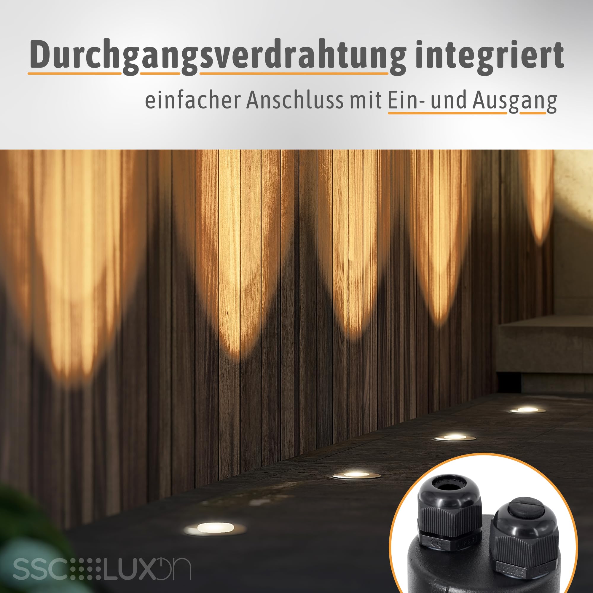 SSC-LUXon 4 Stück JUAVI Bodeneinbaustrahler schwenkbar quadratisch IP67 für 1x GU10 - Bodenspot befahrbar (ohne Leuchtmittel)