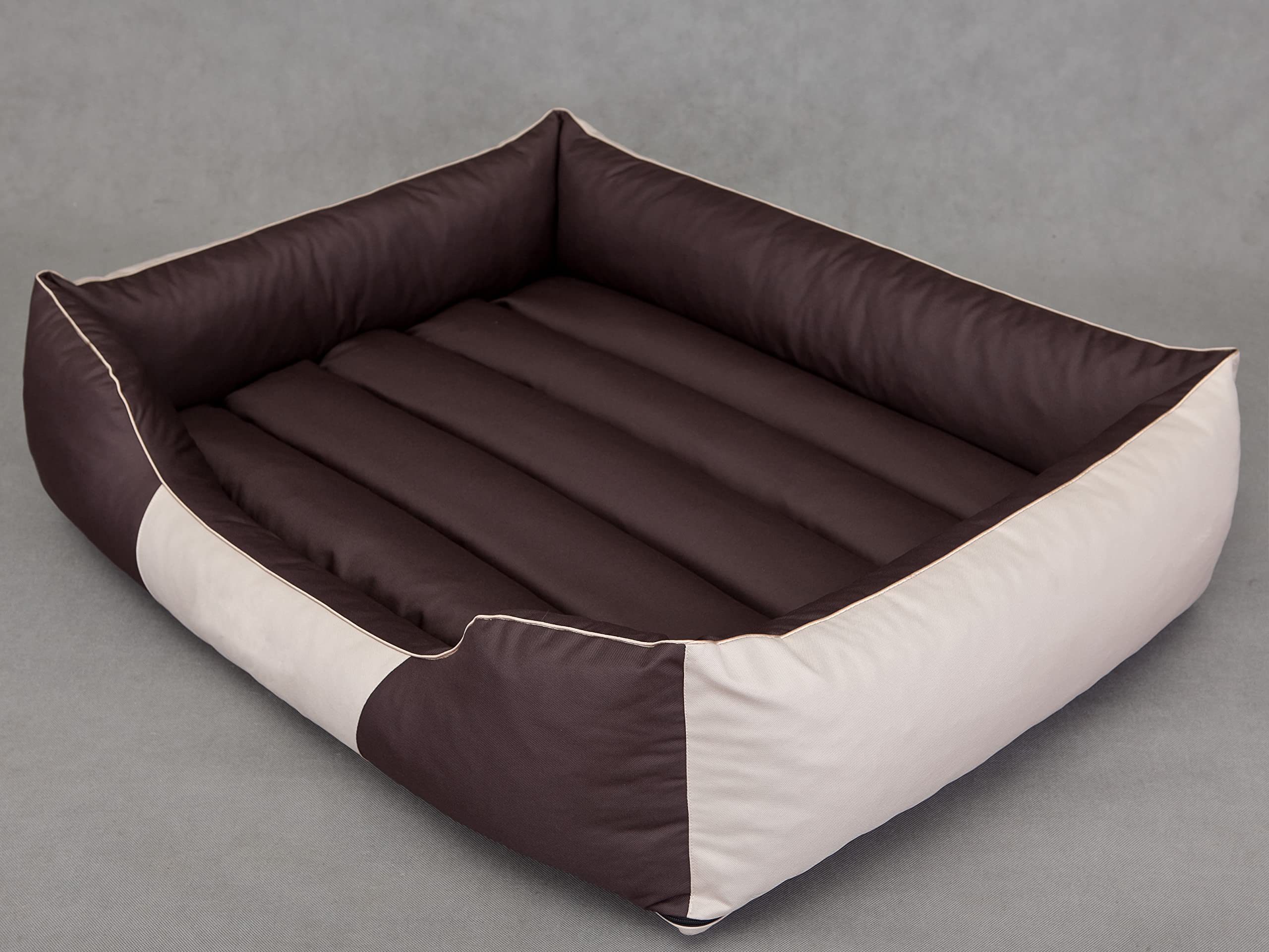 Cuccia per cani e animali domestici, cuscino per cani, letto per cani, letto per cani, materasso per animali domestici, marrone con beige, XL – 85 x 65 cm