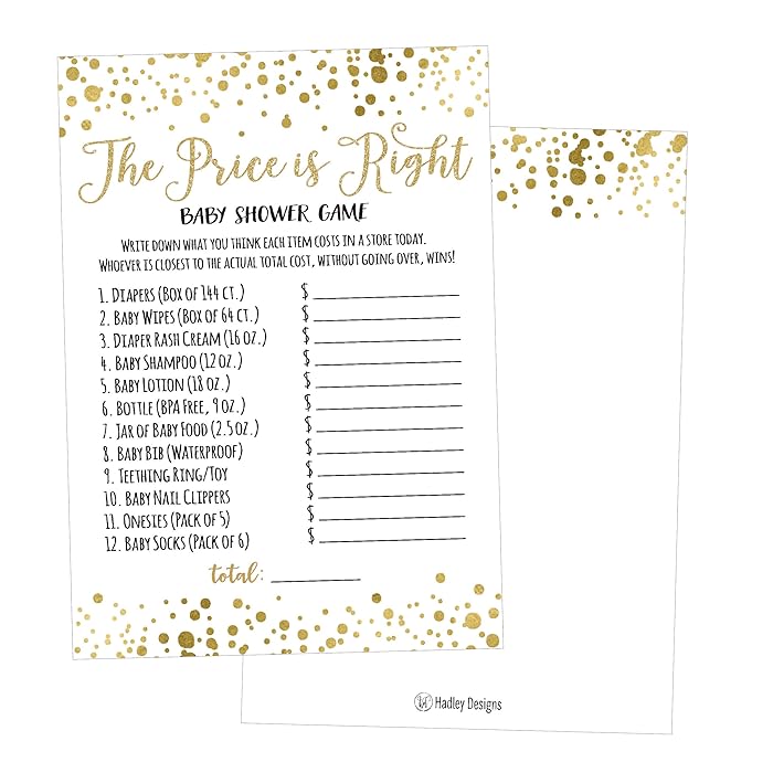 Buy 25 Gold Guess If The Price Is Right Baby Shower Game Ideas For Boys