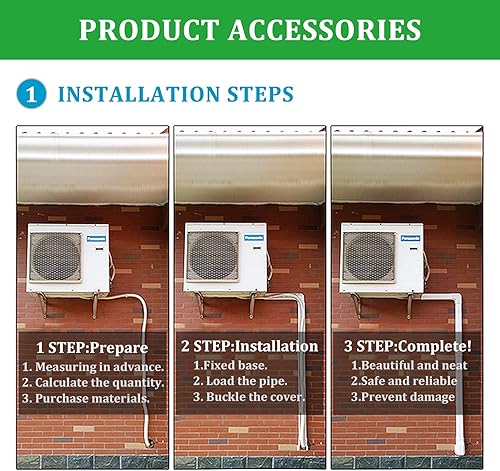Miniatura 7 de Kit de cubierta de línea de PVC de 3 pulgadas y 10 pies para acondicionadores de aire mini split sin conductos, cubierta de línea delgada de PVC