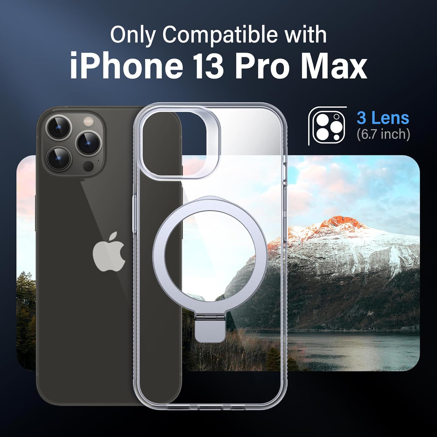 Magnetic Case for iPhone 13 Pro Max - [Built-in Invisible Stand] [Compatible with MagSafe] [Military Grade Drop Protection] Anti-Yellowing Hard Back Silicone Edge Cover, 6.7", Clear - Image 7