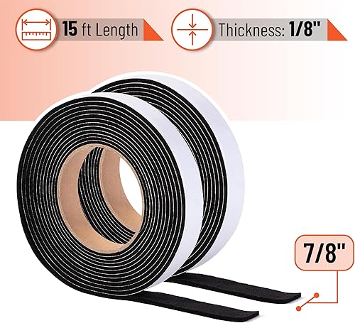 Miniatura 23 de UNCO Junta para ahumador - 15 pies, 1/2"X1/8", parrilla de alta temperatura y junta para barbacoa Negro