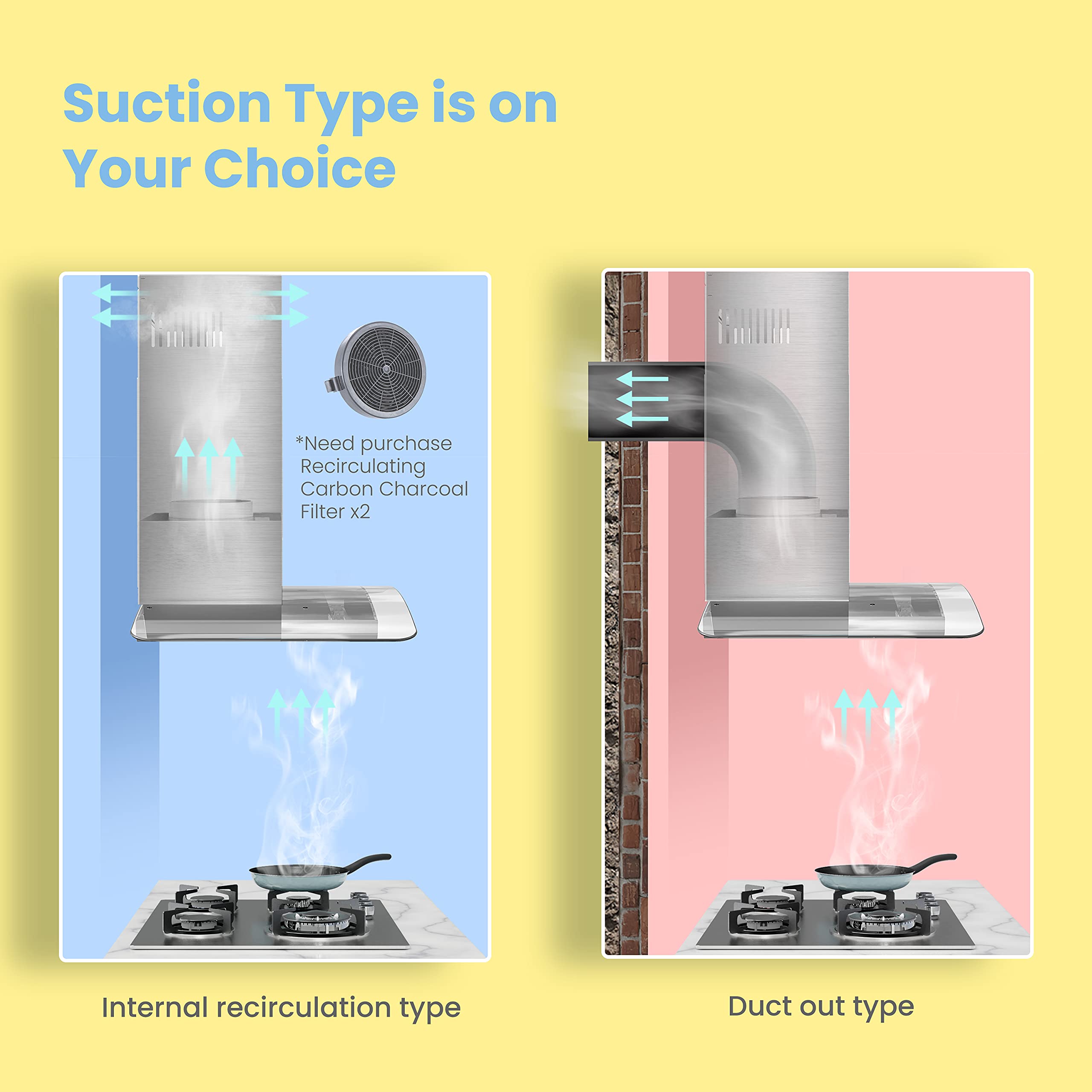 Buy COMFEE' Chimney Cooker Hood 60cm GLAV17SS60 with LED Light & Glass