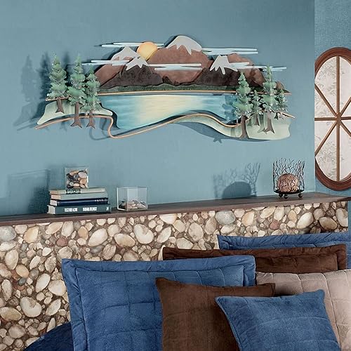 Miniatura 2 de Touch of Class Moutain View - Escultura de pared de metal con múltiples tierras, hecha de acero, decoración artística metálica para dormitorio, sala