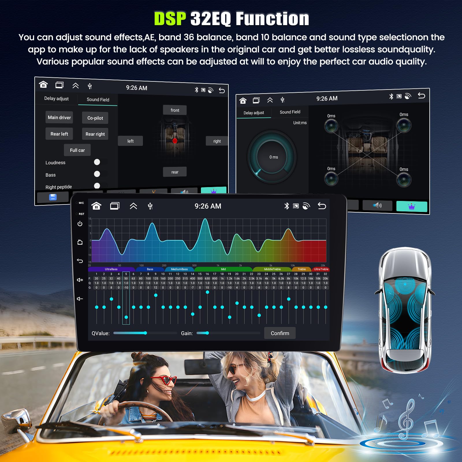 6+128G 8 Core Android 13 Autoradio 2 Din Carplay Android Auto per Mercedes Benz Smart Fortwo 451 2005-2010 Autoradio con Schermo 9 pollici con Bluetooth GPS FM RDS WiFi DSP/EQ Telecamera Posteriore