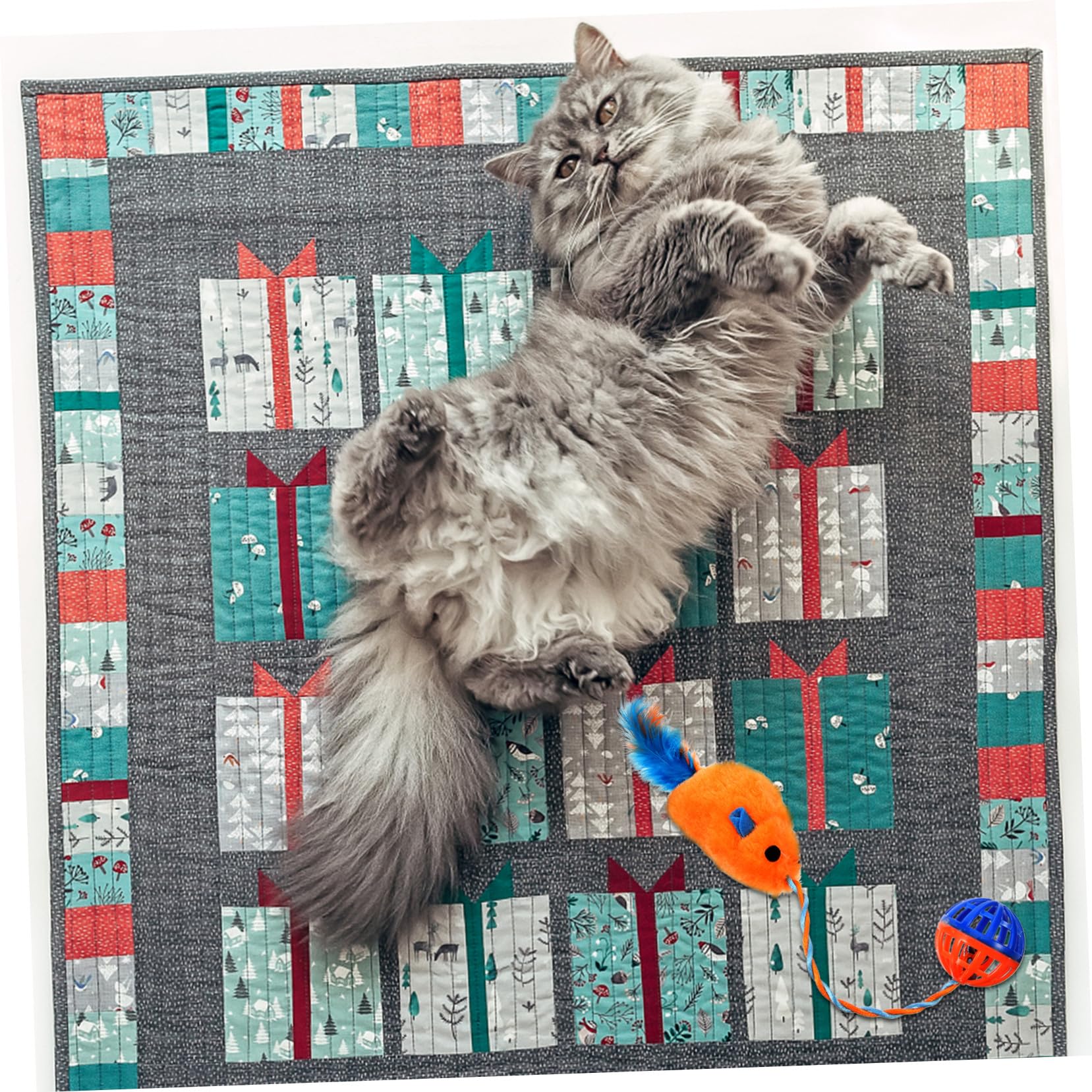 Jouet pour Chaton à Clochette Plastique Peluche Souris Orange, Compact Et Interactif, pour Intérieur Et Stimulation Ludique des Chats