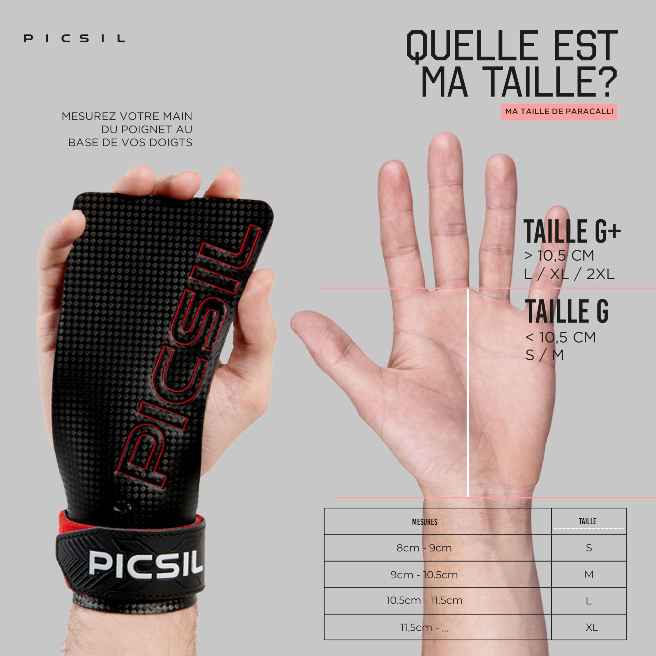 PICSIL Maniques RX Grips en Fibre de Carbone pour Cross Training Gymnastique Calisthenics