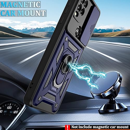 Miniatura 6 de Gritup Funda para Moto G Stylus 5G-2021 con cubierta deslizante para cámara 1 paquete de protectores de pantalla HD Soporte de metal giratorio de