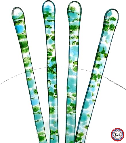 Miniatura 2 de Handmade Glass Swizzle Sticks The Aiden (Paradise Collection) - 7.25 inch stirrer for Coffee Tea and Mugs - Set of 4 with Gift Box by studioTica