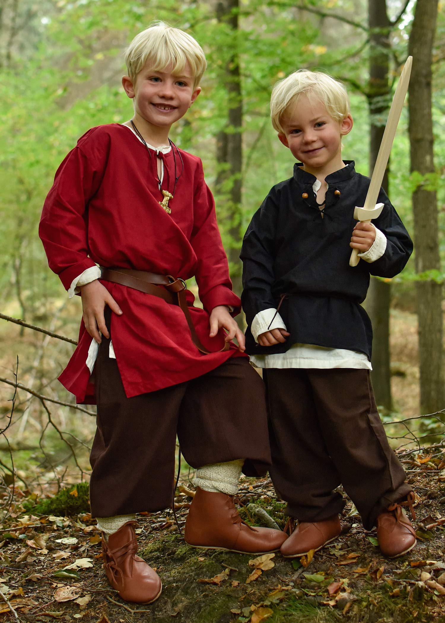 Battle-Merchant Średniowieczna dziecięca tunika Arn - chłopcy i dziewczęta - bawełna - odzież średniowieczna - Wikingowie - piraci - rycerze - kostium - karnawał - LARP