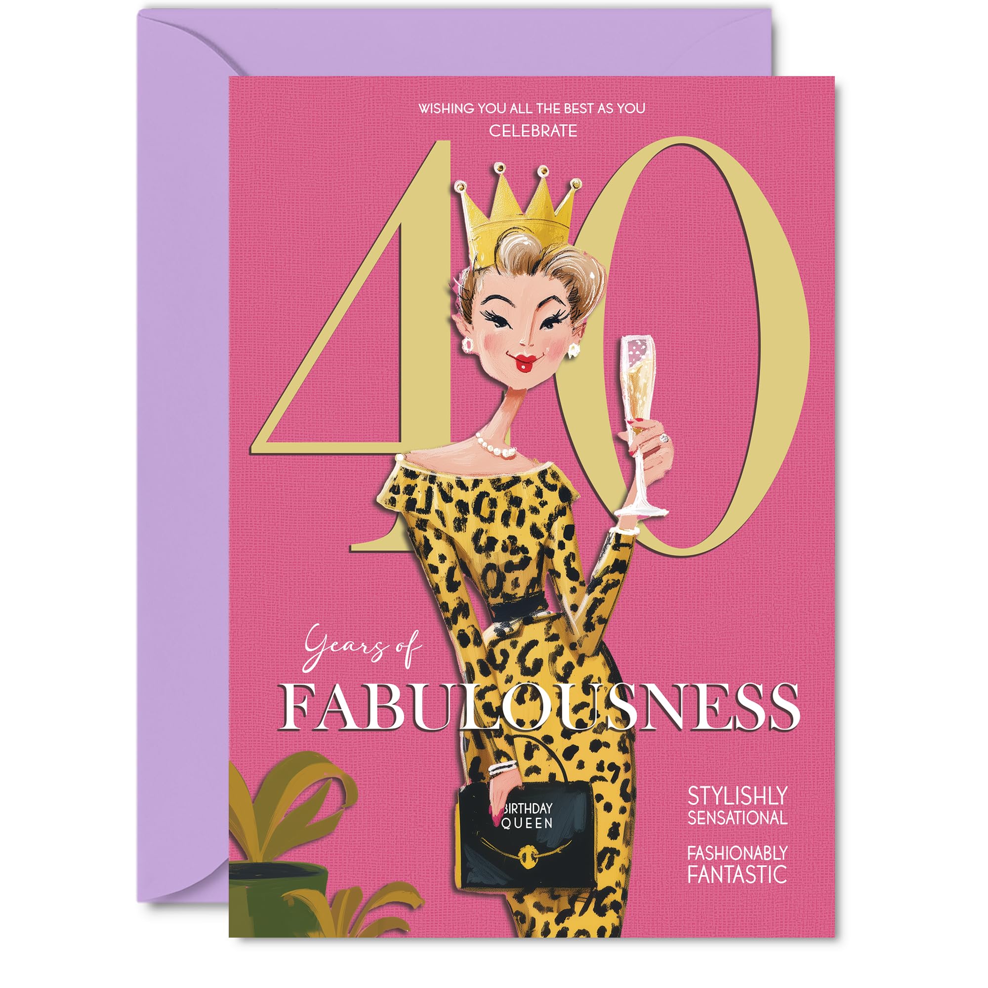 40th Birthday Cards for Women - Years Of Fabulousness - Happy Birthday Card for 40 Year Old Woman Neighbour Wife Colleague Friend, A5 Bday Greeting Cards