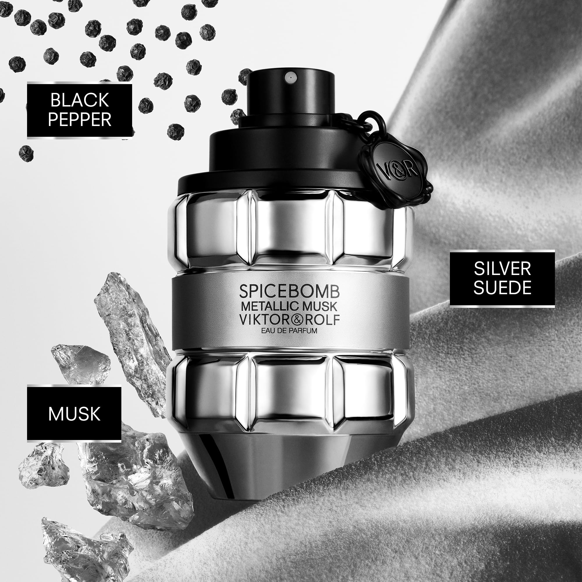 Viktor&Rolf - Spicebomb Metallic Musk - Eau de Parfum - Cologne for Men - Ambery Fragrance - With Warm Musk, Silver Suede & Black Pepper -: 3.4 Fl Oz (Pack of 1)