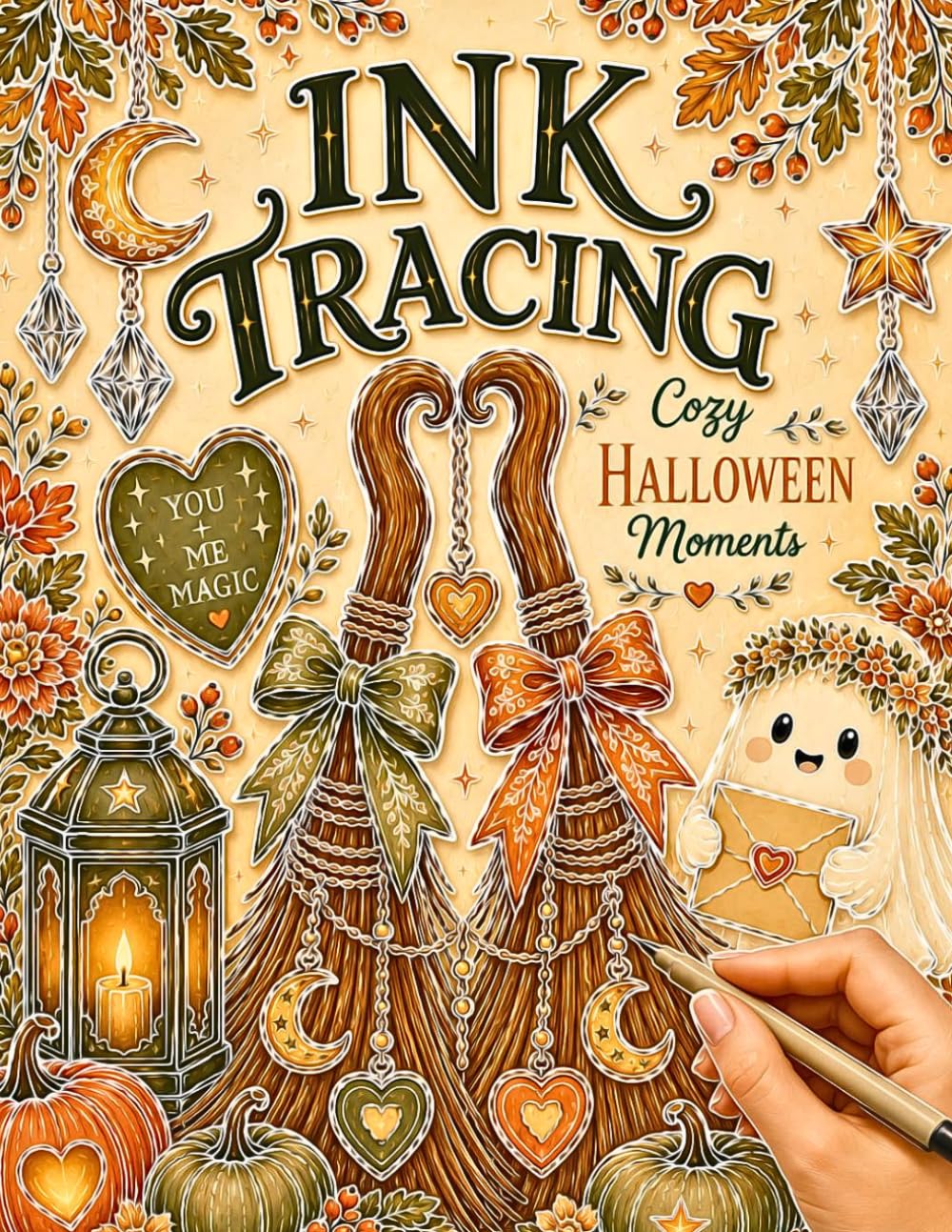 Ink Tracing – Cozy Halloween Moments: A Relaxing Halloween Tracing Book Featuring 36 Whimsical Scenes Filled With Pumpkins, Witches & Autumn Magic