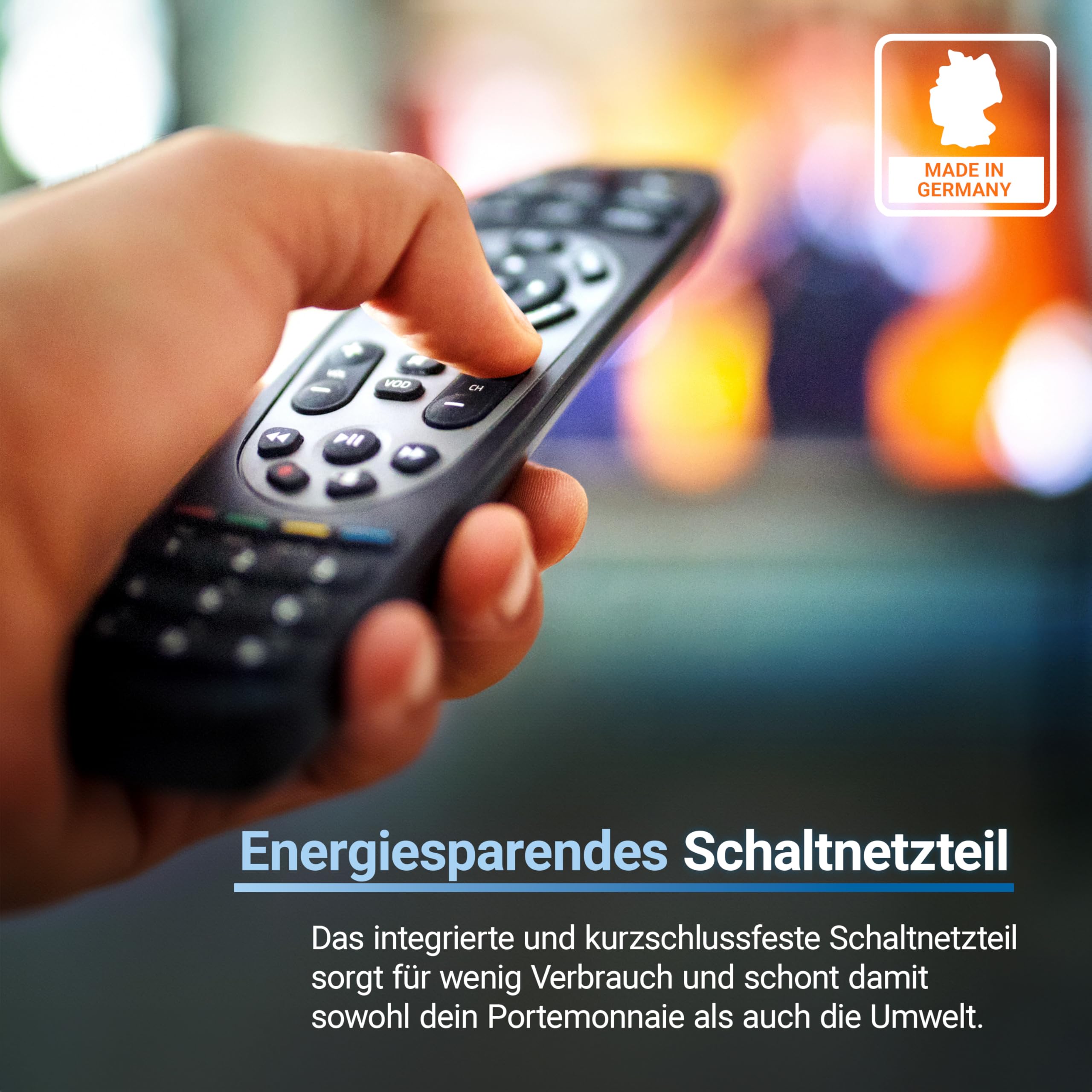 HUMAX Multischalter für Quattro und Quad LNB, SAT Verteiler mit integriertem Netzteil und Standby Funktion, SAT Verstärker mit 4 SAT Eingängen und 1 terrestrischen, 6 Teilnehmer