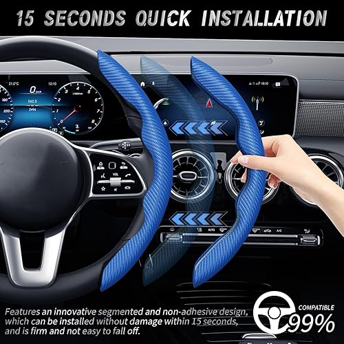 Vista 88 de WOCOCN 2 fundas para volante de automóvil, protector antideslizante de fibra de carbono para hombres y mujeres, múltiples opciones de color, Beige