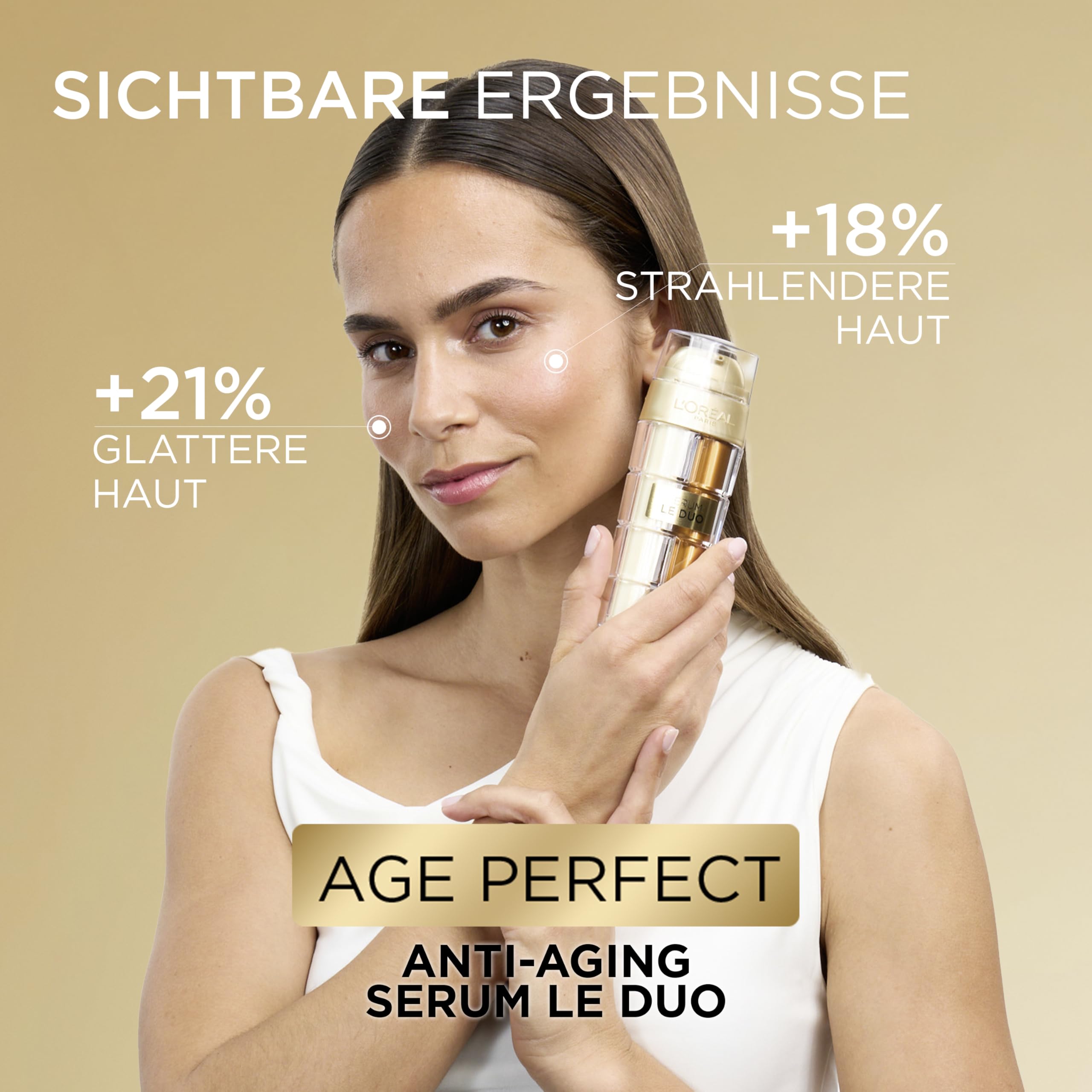 L'Oréal Paris Age Perfect Siero Le Duo – Antietà, con peptide di collagene, vitamina B3 e CG, levigante e contro 10 segni di invecchiamento, rivitalizzante siero viso 2 in 1, 1 x 30 ml