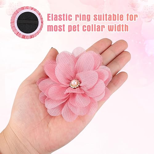 Miniatura 2 de Hoteam Juego de 100 piezas de collar de San Valentín, collar de flores para perro, lazos para mascotas, con banda elástica de goma para bodas,