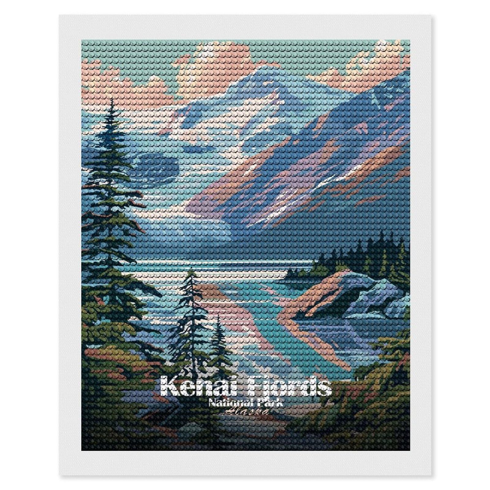 Junmoney Kenai Fjords National Park Diamond Art Canvas 16"x20", for Creative Relaxation, Simple to Start, Aesthetic Room Decor, Holiday Gift Idea