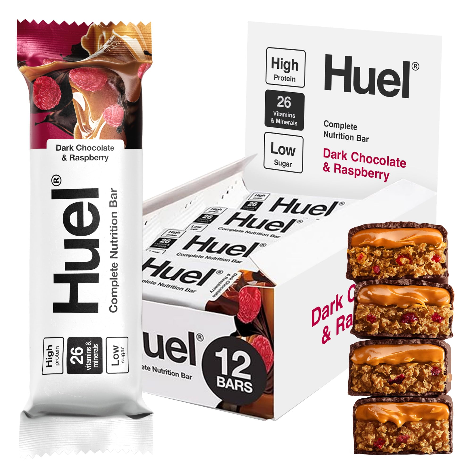 Huel Complete Nutrition Bar | 12x55g Bars | Dark Chocolate Raspberry