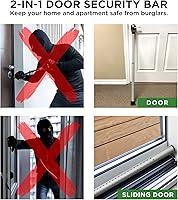 Vista 5 de Barra de seguridad para puerta corredera, bloqueo de puerta 2 en 1 ajustable, tope de puerta de seguridad – 40 ajustes diferentes, por Guard Dog