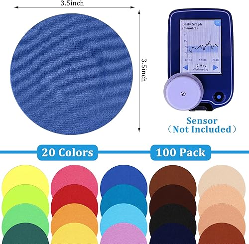 Miniatura 2 de Timgle Paquete de 100 fundas para sensores de estilo libre, impermeables, parches adhesivos a prueba de sudor, cinta adhesiva precortada para