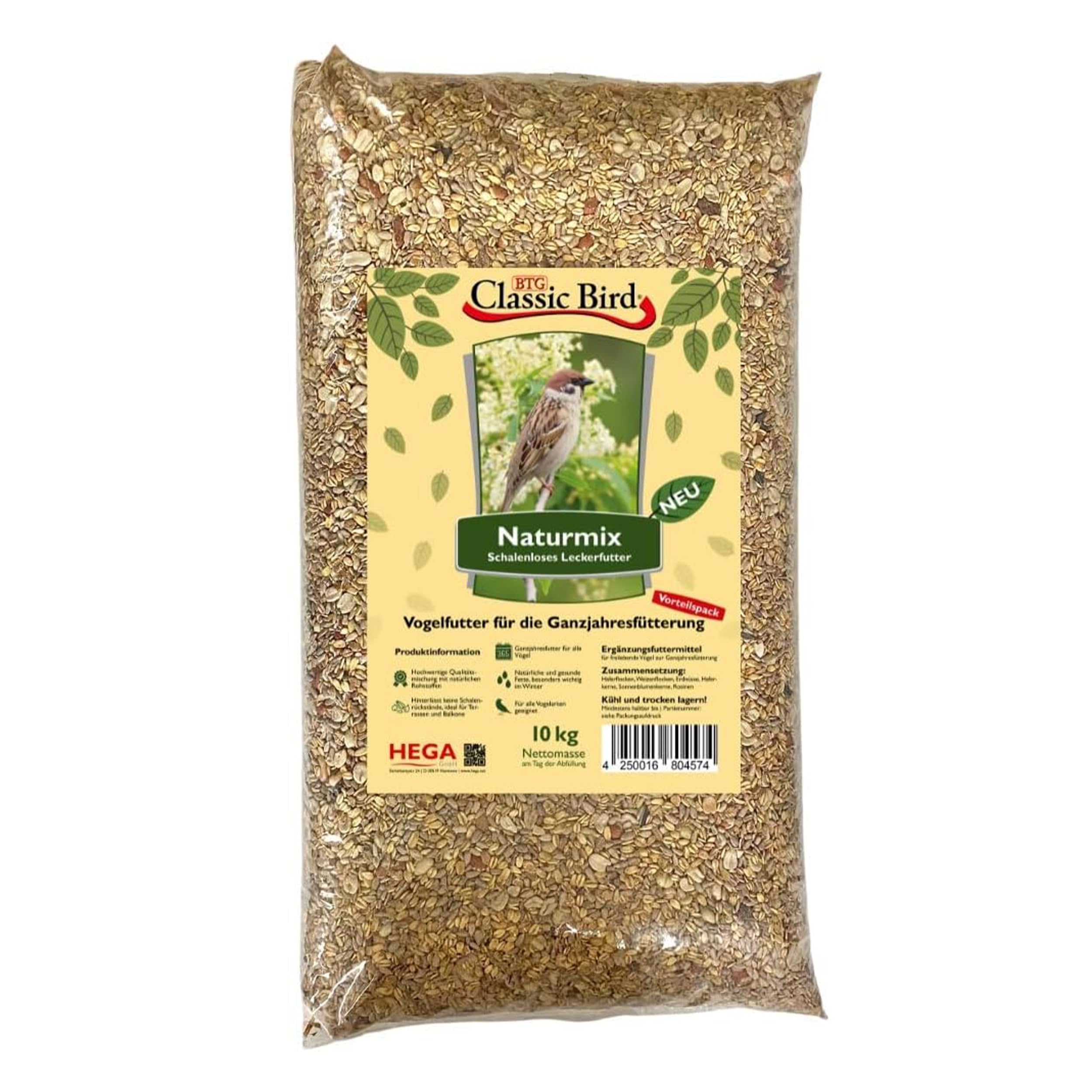 Naturmix 10 kg de comida para aves silvestres sin cáscara, para todo el año, sin cáscara, para todas las aves
