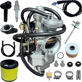 Recon 250 Carburetor Fit For Honda TRX250 1997-2001 TRX250TE TRX250TM 2002-2007 with Throttle Cable,Fuel Valve Petcock, Oil Filter, Air Filter