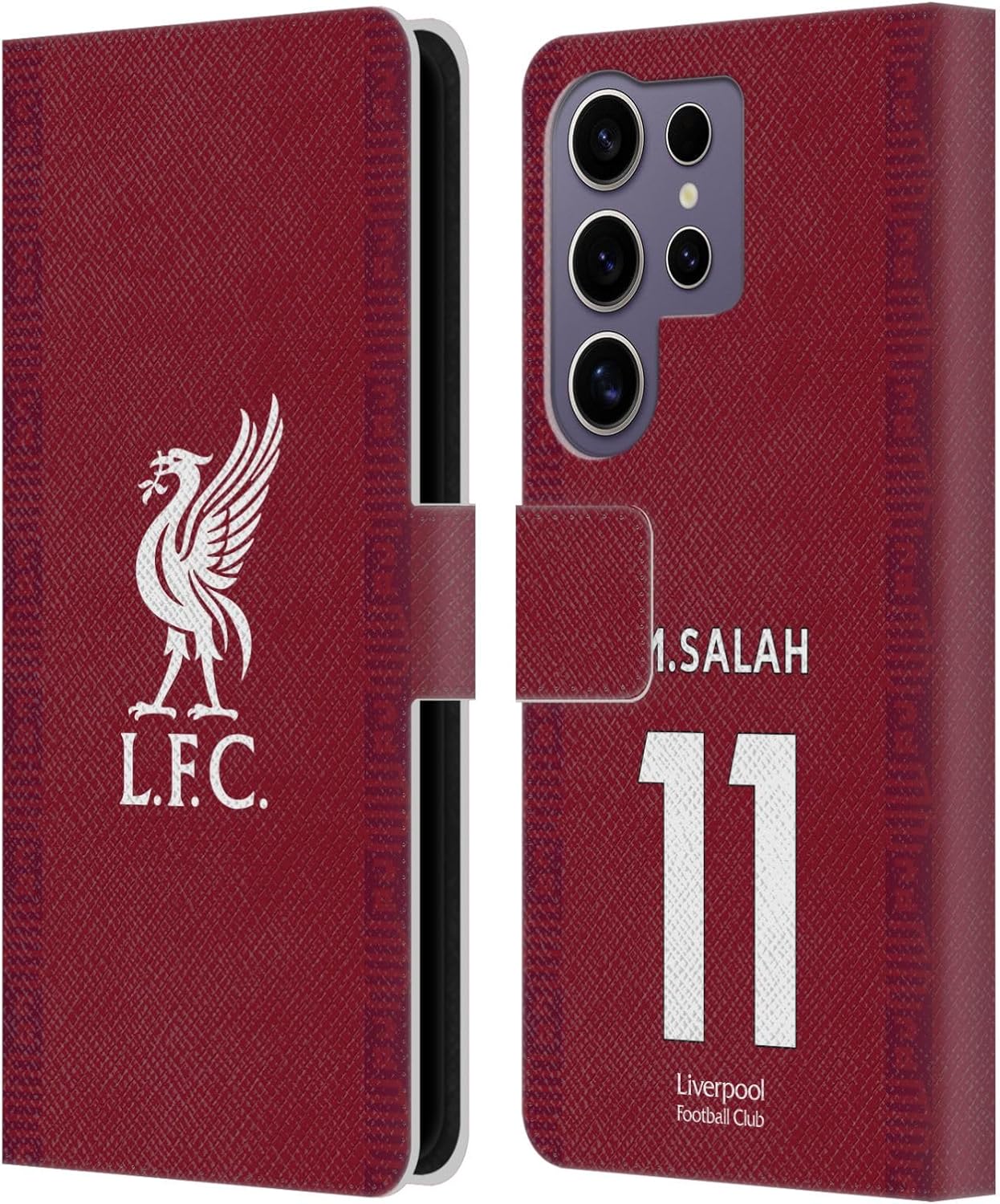 Head Case Designs Officially Licensed Liverpool Football Club Mohamed Salah 2022/23 Players Home Kit Leather Wallet Case Compatible with Samsung Galaxy S25 Ultra