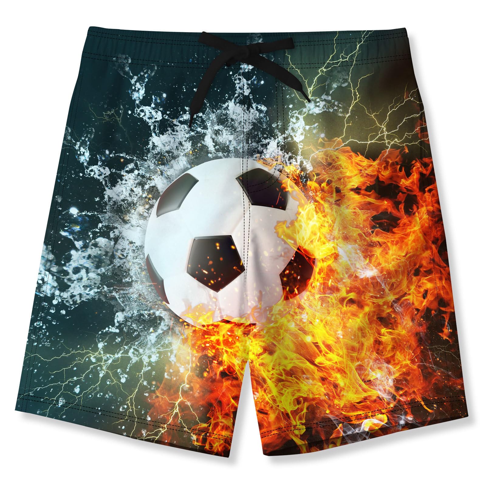 Loveternal Maillot de Bain Garçons Enfant 3D Imprimé Graphique Séchage Rapide Short de Bain Drôle Nouveauté Boardshorts Été Tenue de Plage avec Filet Intérieur Cordon et Poches 7-14 Ans