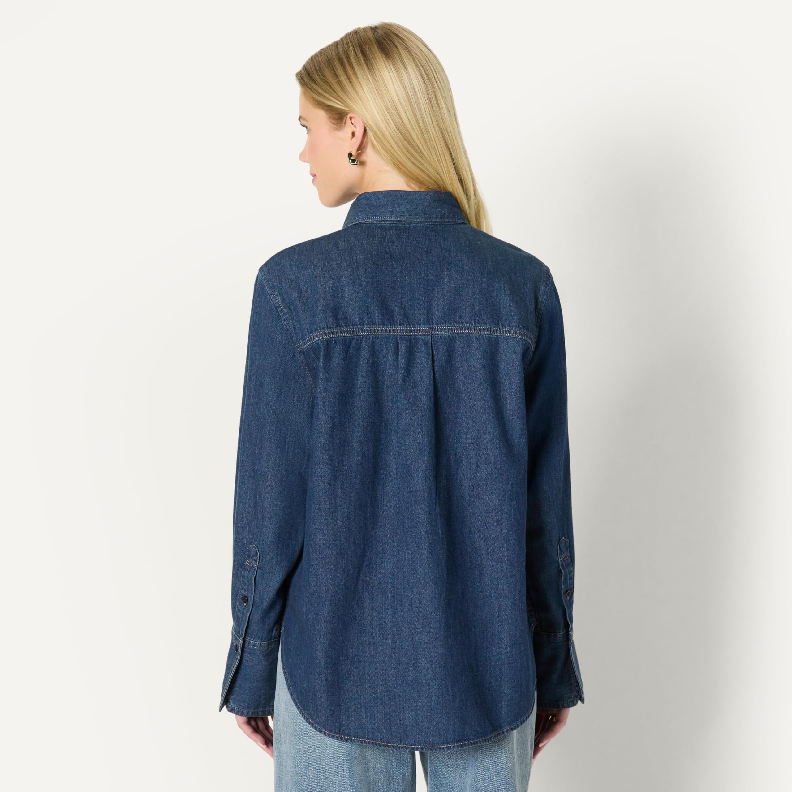 Amazon Essentials Camicia Button Down in Denim, Vestibilità Oversize Donna
