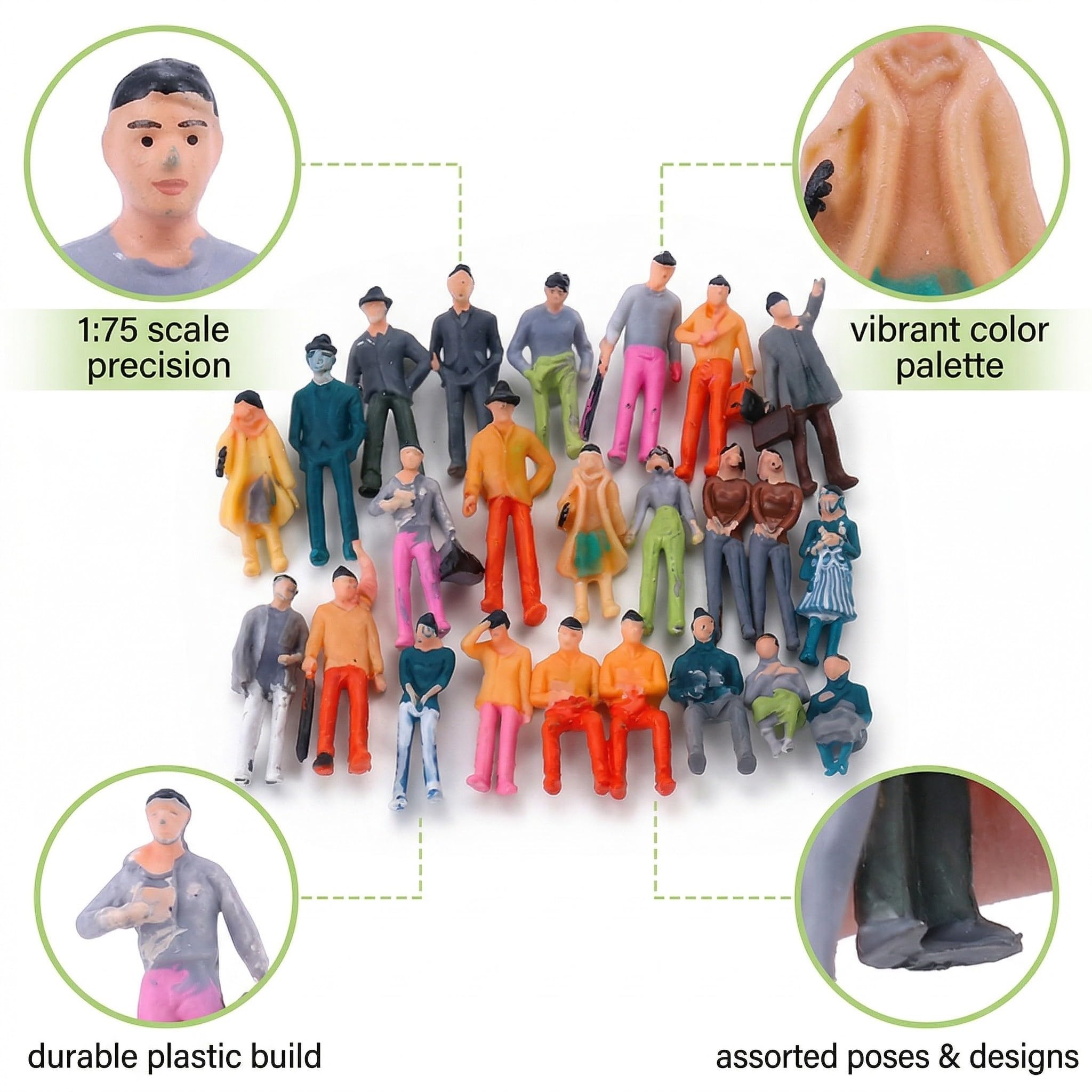 30 Piccole 1:75 Persone Figure Colorate Figurine di Modellini Modello di Persone Mini in Plastico, per Progetti di Pianificazione Architettonica, Decorazione Bonsai