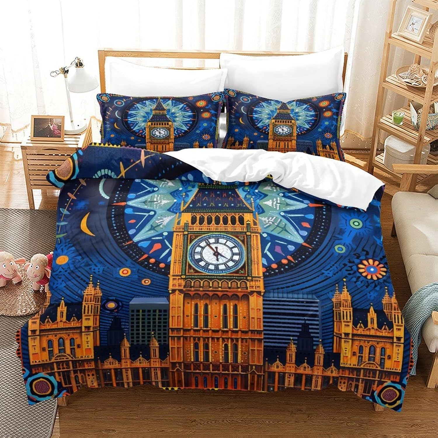Housse de couette Big Ben 3D pour relooker une chambre d'enfant sur le thème de la ville