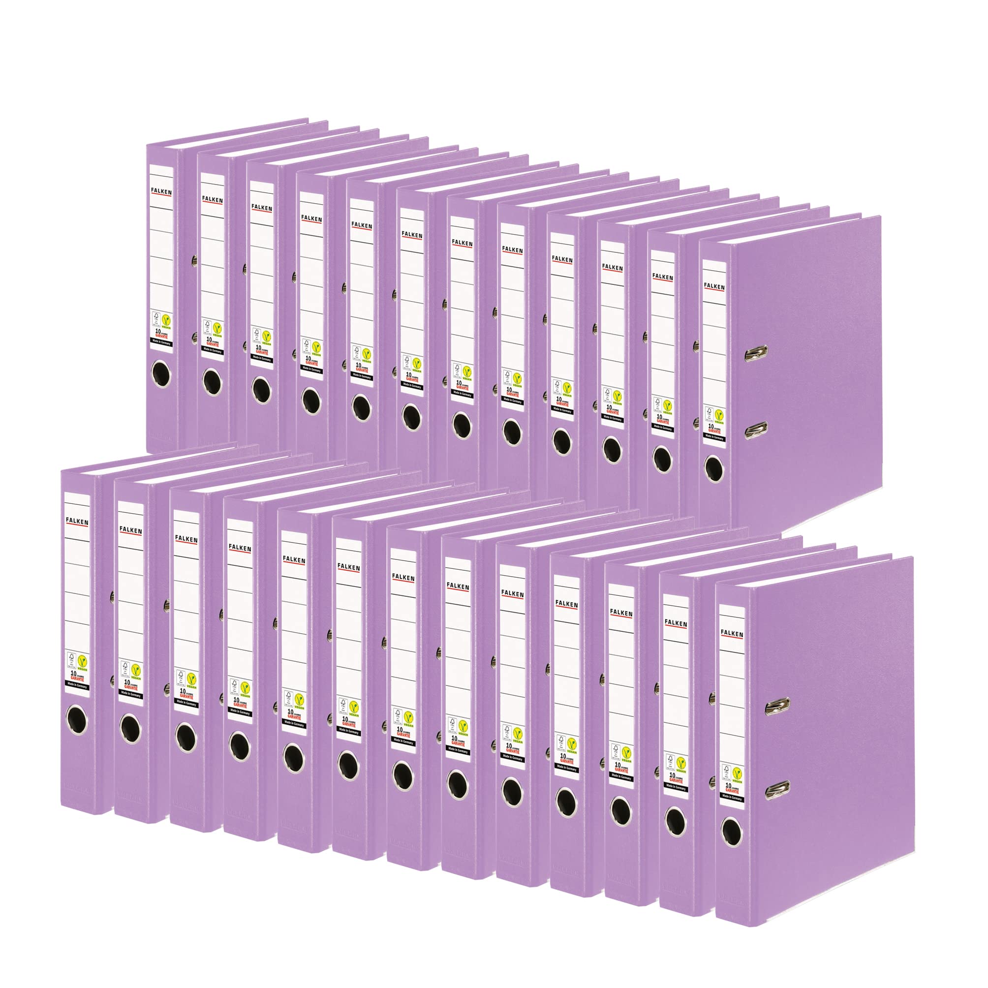 Original Falken 25-pack PP-Color plastic folders. Made in Germany. 5 cm narrow DIN A4 lilac ring binder vegan file folder letter folder office folder plastic folder slotted folder