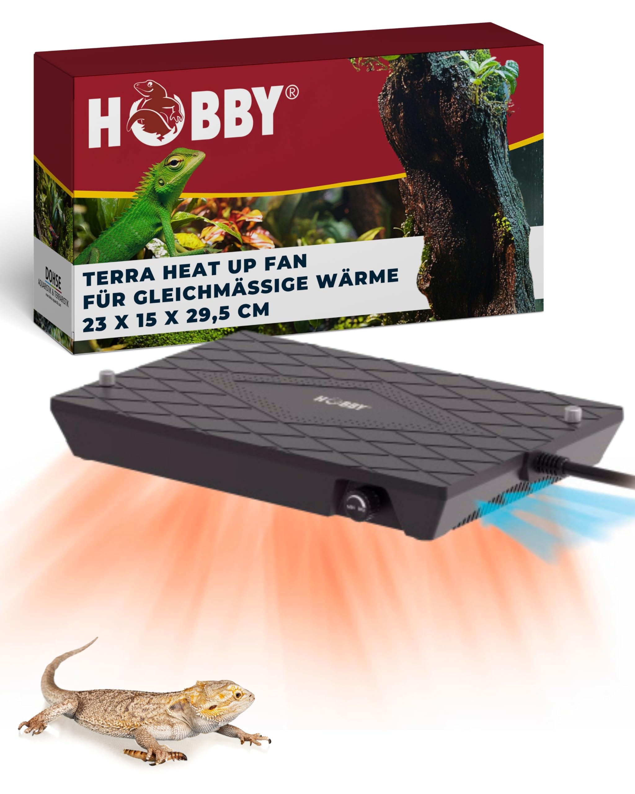 Hobby Heat Up Fan 30 W I Terrarium Heizlüfter I Gleichmäßige Wärme & Luftzirkulation für Reptilien I Energieeffiziente Terrarien Heizung mit Ventilator I Sicheres Wärmesystem für gesunde Tiere
