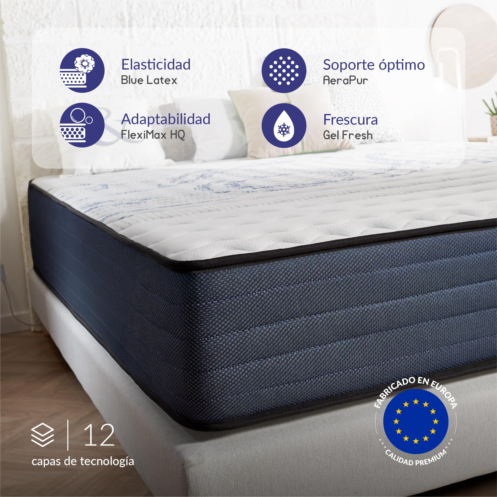 Naturalex - Dream - Colchón 135x190 cm Viscoelástico - 30 cm | PerfectDream - Espuma Ultra Transpirable MemoFeel V30 + Blue Látex - Firme - Máximo Comfort - Hipoalergénico - Reversible